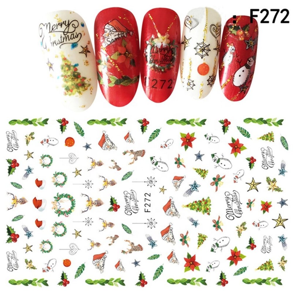Nail Stickers Nail Art Decal Waterproof Christmas Tree Santa Bell Deer